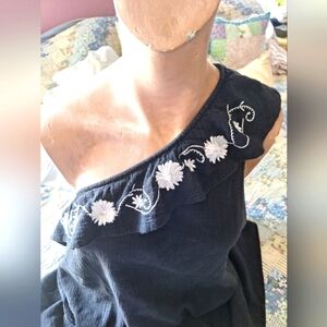 Cato one shoulder gauze top